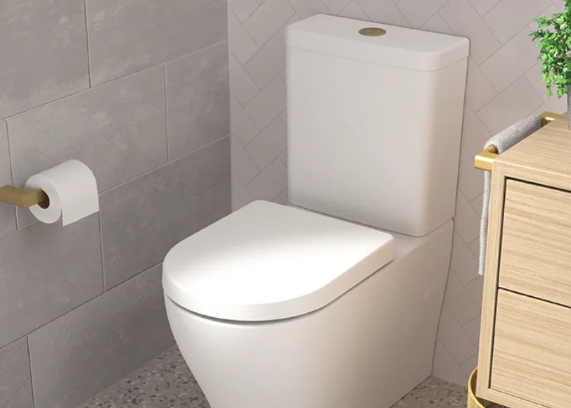 Water-efficient rimless toilet in a modern bathroom